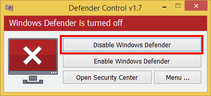 Tắt Window Defender tránh không cho cài đặt