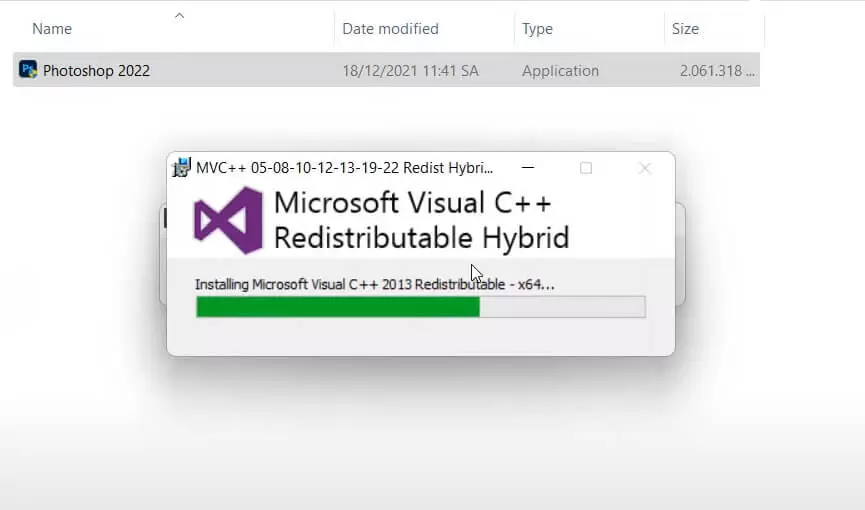 đang tự cài Visual C++ Reisstributable
