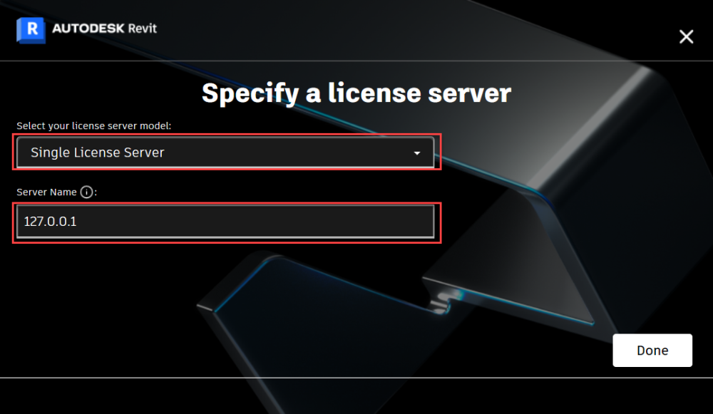Chọn “Single License Server”, đặt server name: 127.0.0.1