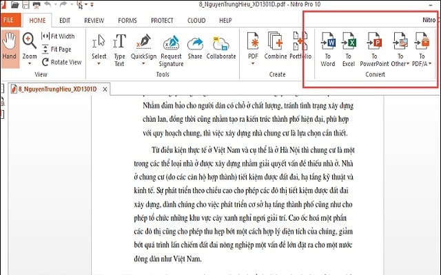 Chuyển đổi file PDF tại mục Convert